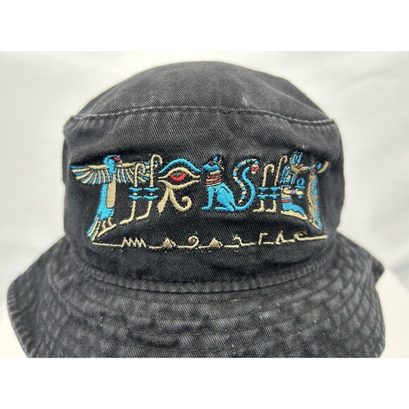 Thrasher Magazine Bucket Hat Embroidered Black Skater Egyptian Hieroglyphic S/M - Picture 7 of 12